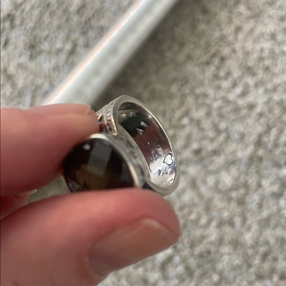 Retired Brighton Sterling Silver Laurtec Smokey Quartz Ring SZ 7 - Picture 7 of 7